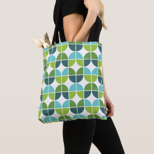 Retro Geometric Blue Green Pattern Tasche