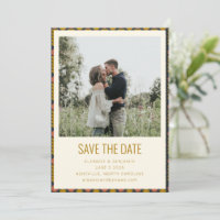 Retro Geometric Botanical Gold Navy Hochzeit