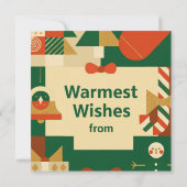 Retro Geometric Christmas Greeting Card – Festive. Dankeskarte (Rückseite)