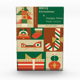 Retro Geometric Christmas Greeting Card – Festive. Fotoblock
