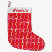 Retro Geometric Christmas Red Pattern Personalisie Kleiner Weihnachtsstrumpf (Vorderseite)