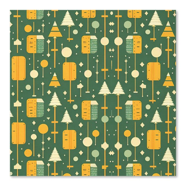 Retro Geometric Christmas Trees Pattern Tapete (Vorderseite)