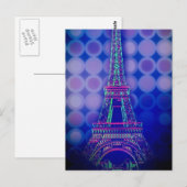 Retro Geometric Circles lila paris eifftower Postkarte (Vorne/Hinten)