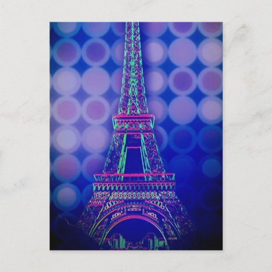 Retro Geometric Circles lila paris eifftower Postkarte (Vorderseite)