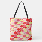 Retro Geometric Diamond Muster rot, rosa und gelb Tasche (Rückseite)
