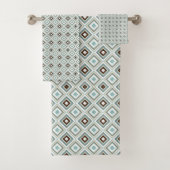 Retro Geometric Diamond Pattern Badhandtuch Set (Insitu)
