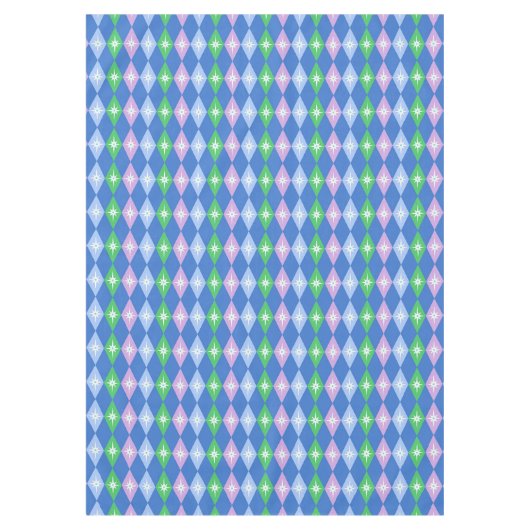 Retro Geometric Diamonds Blue & Green Tischdecke (Vorderseite)