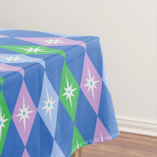 Retro Geometric Diamonds Blue & Green Tischdecke (Beispiel)