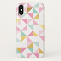RETRO GEOMETRIC Dreieck Muster rosa Minze Gold