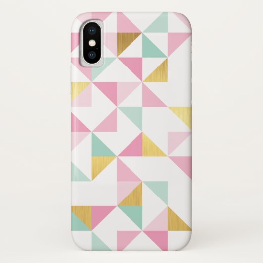 RETRO GEOMETRIC Dreieck Muster rosa Minze Gold Case-Mate iPhone Hülle (Rückseite)