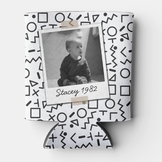 Retro Geometric Eighties 80's 40th Birthday Photo Dosenkühler (Vorderseite)