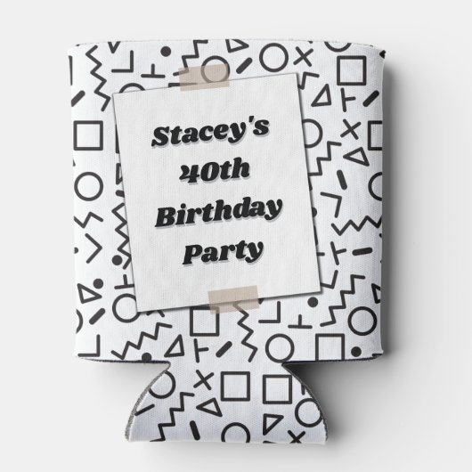 Retro Geometric Eighties 80's 40th Birthday Photo Dosenkühler (Rückseite)