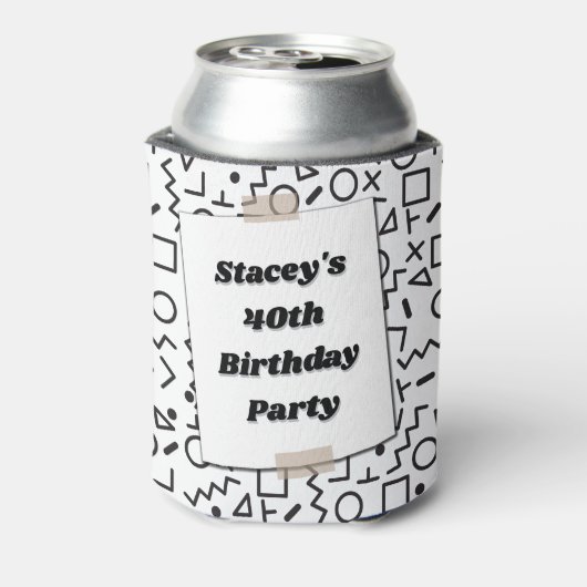 Retro Geometric Eighties 80's 40th Birthday Photo Dosenkühler (Kanne Rückseite)