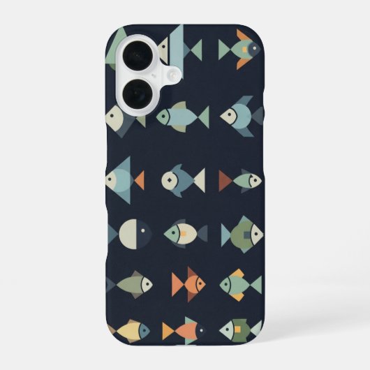 Retro Geometric Fish iPhone 16 Hülle (Rückseite)