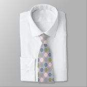 Retro Geometric Floral Pattern Neck Tie Krawatte (Gebunden)