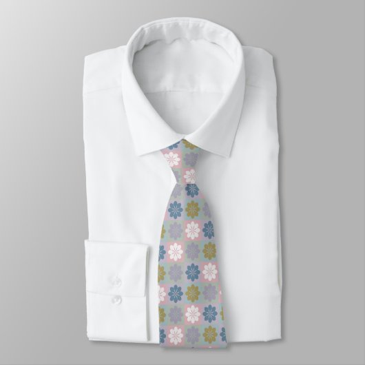 Retro Geometric Floral Pattern Neck Tie Krawatte (Gebunden)