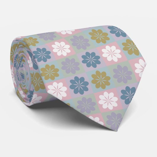 Retro Geometric Floral Pattern Neck Tie Krawatte (Gerollt)