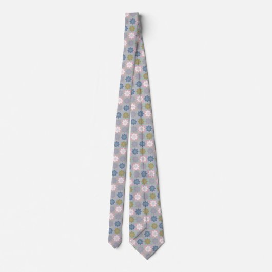 Retro Geometric Floral Pattern Neck Tie Krawatte (Rückseite)