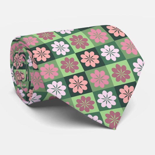 Retro Geometric Floral Pattern Neck Tie Krawatte (Gerollt)
