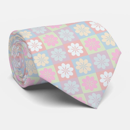 Retro Geometric Floral Pattern Neck Tie Krawatte (Gerollt)