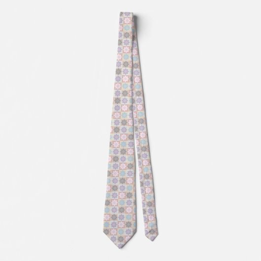 Retro Geometric Floral Pattern Neck Tie Krawatte (Vorderseite)