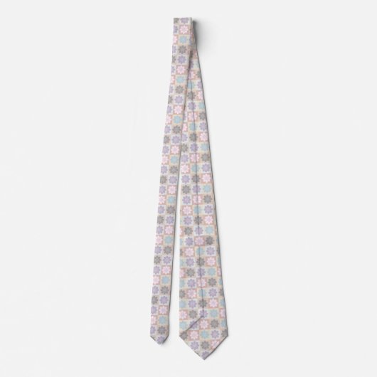 Retro Geometric Floral Pattern Neck Tie Krawatte (Rückseite)