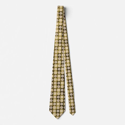 Retro Geometric Floral Pattern Neck Tie Krawatte (Vorderseite)