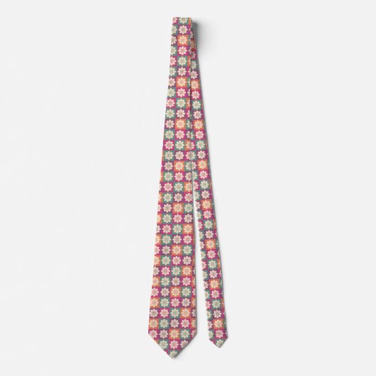 Retro Geometric Floral Pattern Neck Tie Krawatte (Vorderseite)