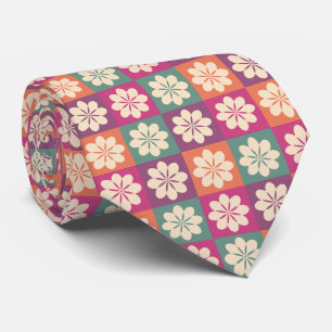 Retro Geometric Floral Pattern Neck Tie Krawatte
