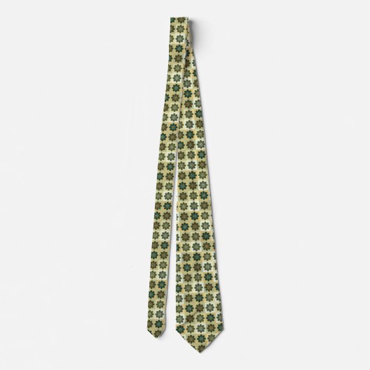 Retro Geometric Floral Pattern Neck Tie Krawatte (Rückseite)
