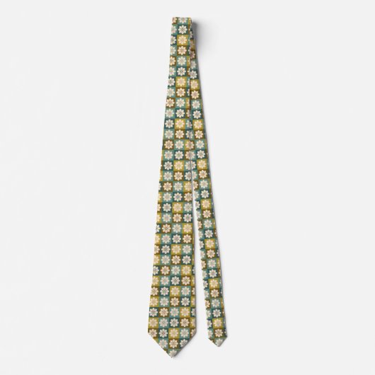 Retro Geometric Floral Pattern Neck Tie Krawatte (Vorderseite)