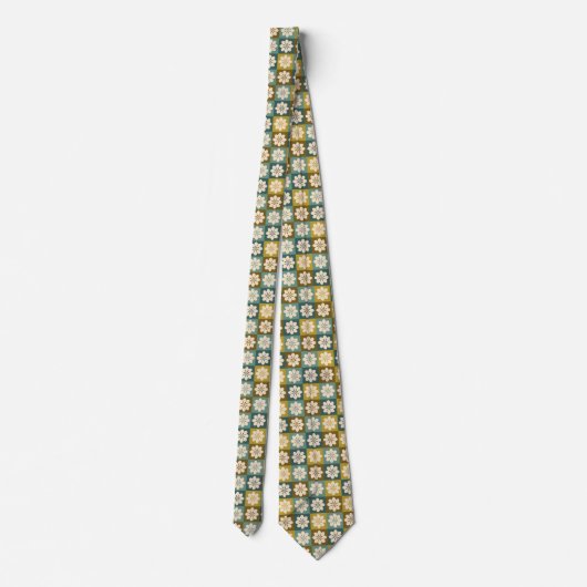 Retro Geometric Floral Pattern Neck Tie Krawatte (Rückseite)