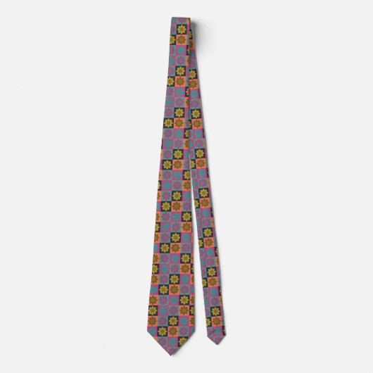 Retro Geometric Floral Pattern Neck Tie Krawatte (Vorderseite)