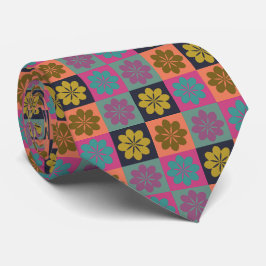 Retro Geometric Floral Pattern Neck Tie Krawatte
