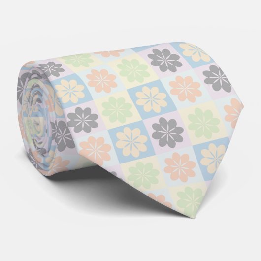 Retro Geometric Floral Pattern Neck Tie Krawatte (Gerollt)