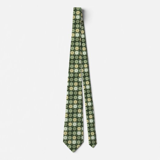 Retro Geometric Floral Pattern Neck Tie Krawatte (Vorderseite)
