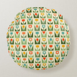 Retro Geometric Floral Throw Kissen