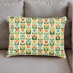 Retro Geometric Floral Throw Kissen