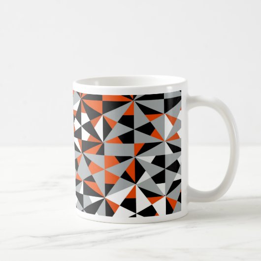 Retro Geometric Funky Orange Gray Black Pattern Kaffeetasse (Rechts)