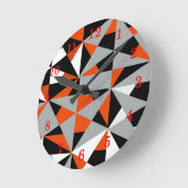Retro Geometric Funky Orange Gray Black Pattern Runde Wanduhr (Winkel)