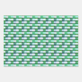 Retro Geometric Green & White Chic Wrapping Paper Geschenkpapier Set (Vorderseite 3)