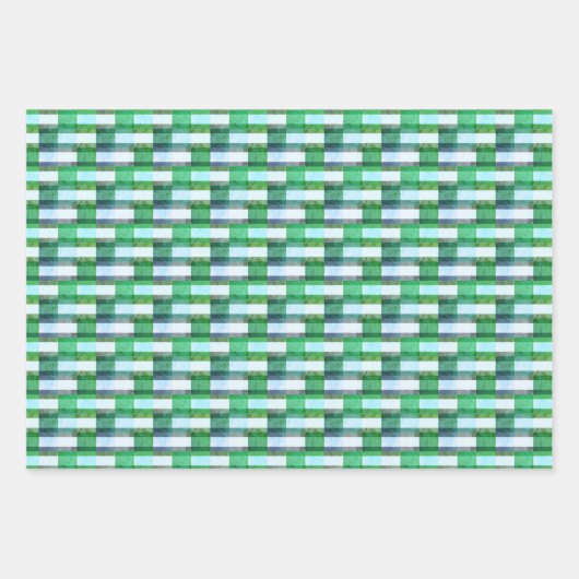 Retro Geometric Green & White Chic Wrapping Paper Geschenkpapier Set (Vorderseite 3)