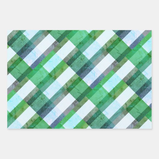 Retro Geometric Green & White Chic Wrapping Paper Geschenkpapier Set (Vorderseite 2)