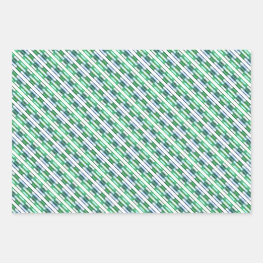 Retro Geometric Green & White Chic Wrapping Paper Geschenkpapier Set (Vorderseite)