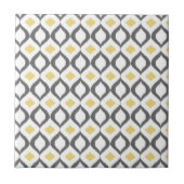 Retro Geometric Ikat Yellow Gray Muster Fliese (Vorderseite)