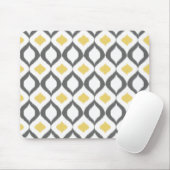 Retro Geometric Ikat Yellow Gray Muster Mousepad (Mit Mouse)