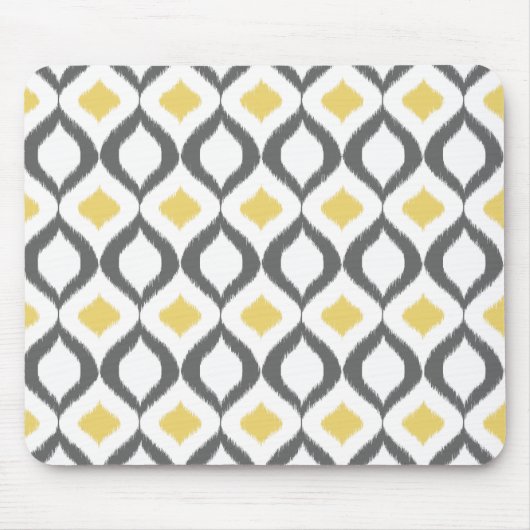 Retro Geometric Ikat Yellow Gray Muster Mousepad (Vorne)