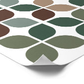 Retro Geometric Leaf Muster Green Brown Taupe Poster (Ecke)
