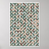 Retro Geometric Leaf Muster Green Brown Taupe Poster (Vorne)