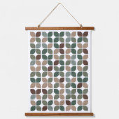 Retro Geometric Leaf Muster Green Brown Taupe Wandteppich Mit Holzrahmen (Vorderseite)